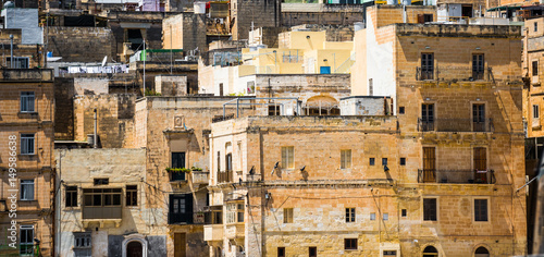 beautiful view on houses and roofs of Valletta in Malta from high