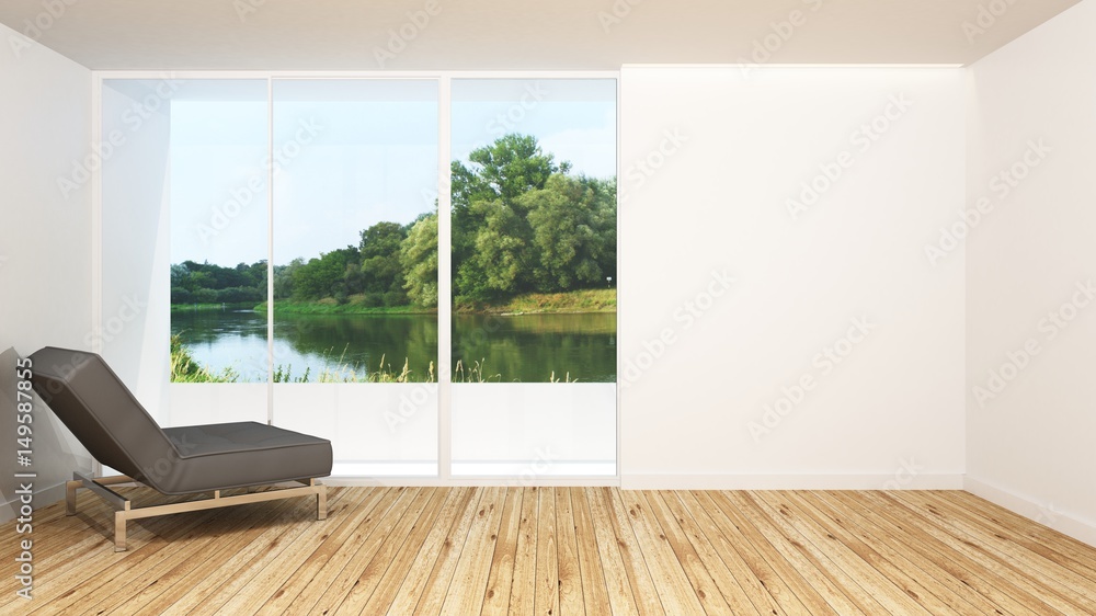 Fototapeta premium The Interior Relax space point of view lagoon in hotel - 3d rendering