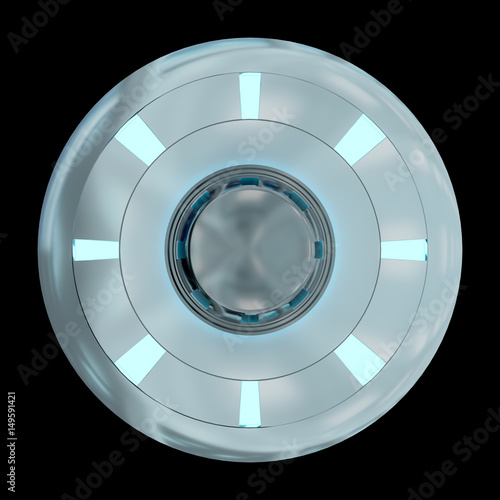 Fototapeta Naklejka Na Ścianę i Meble -  Vintage UFO isolated on black background 3D rendering