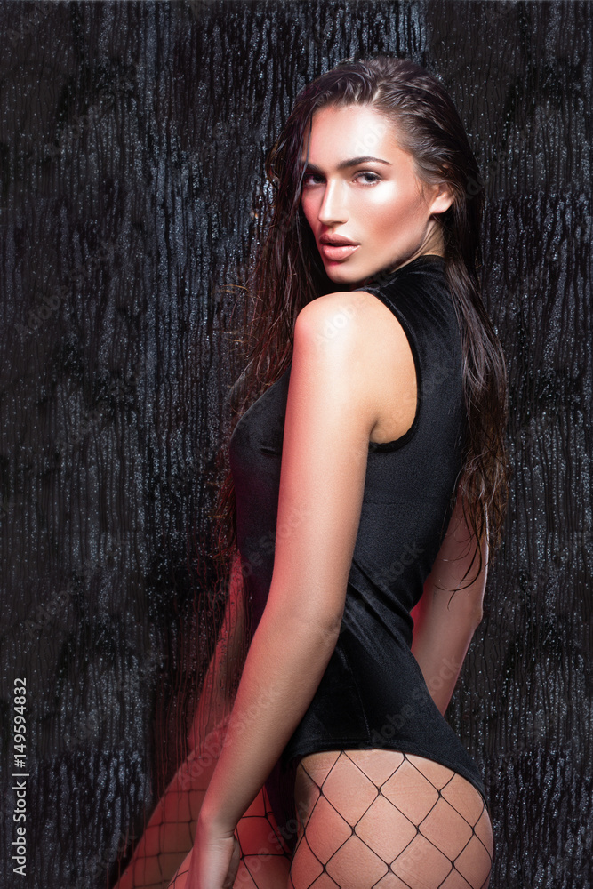 Beauty woman with wet hair and natural makeup Beauty woman with wet hair and natural makeup