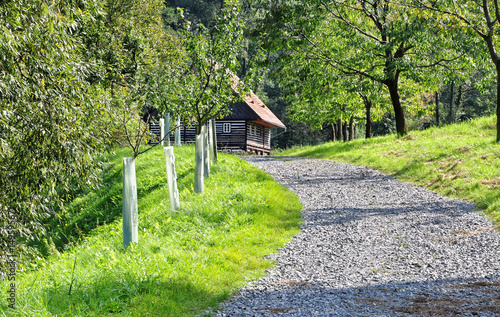 Gravel road to small house