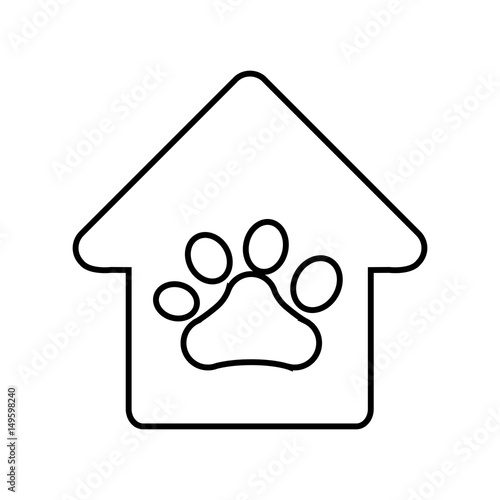 house with dog paw print icon over white background. vector illustration