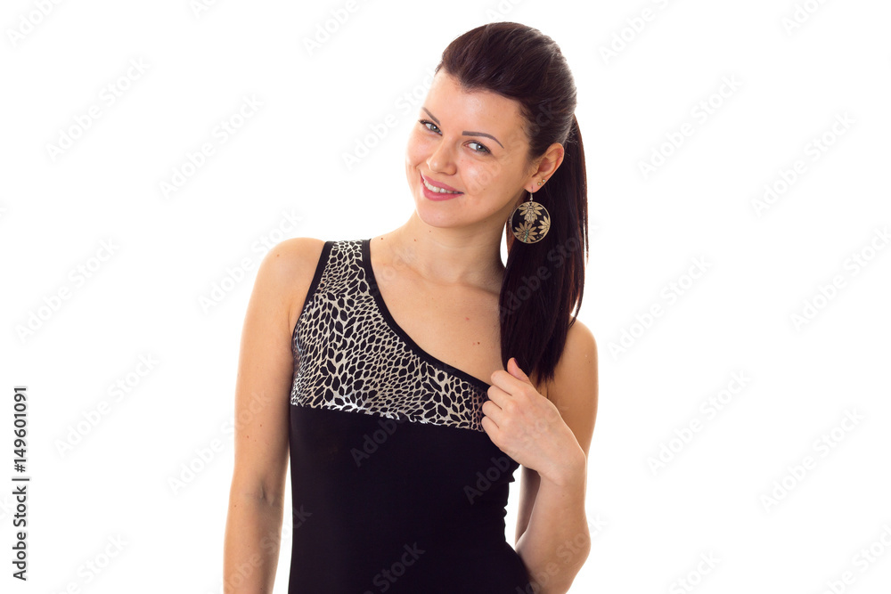 Young woman in swimming suit with earrings Young woman in swimming suit with earrings