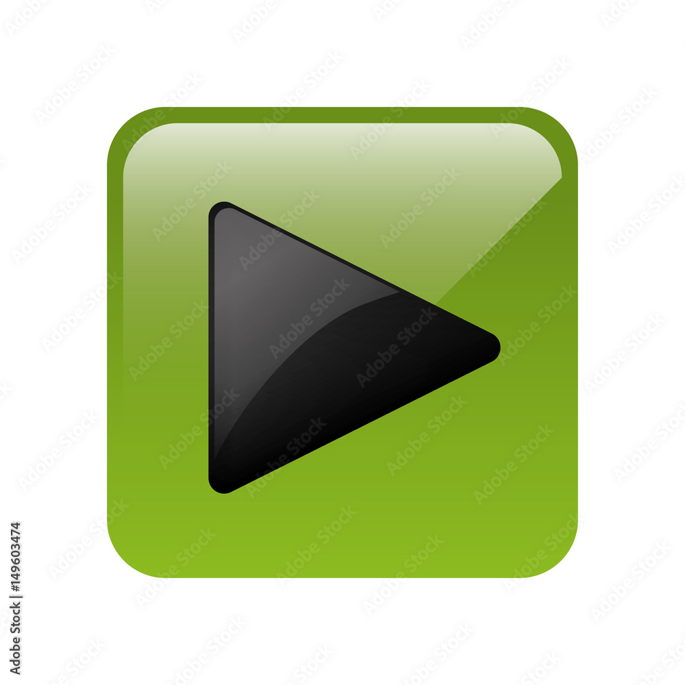 play button icon over green square and white background. colorful design. vector illustration play button icon over green square and white background. colorful design. vector illustration