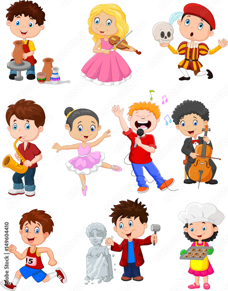 Kids engaged in different hobbies Kids engaged in different hobbies