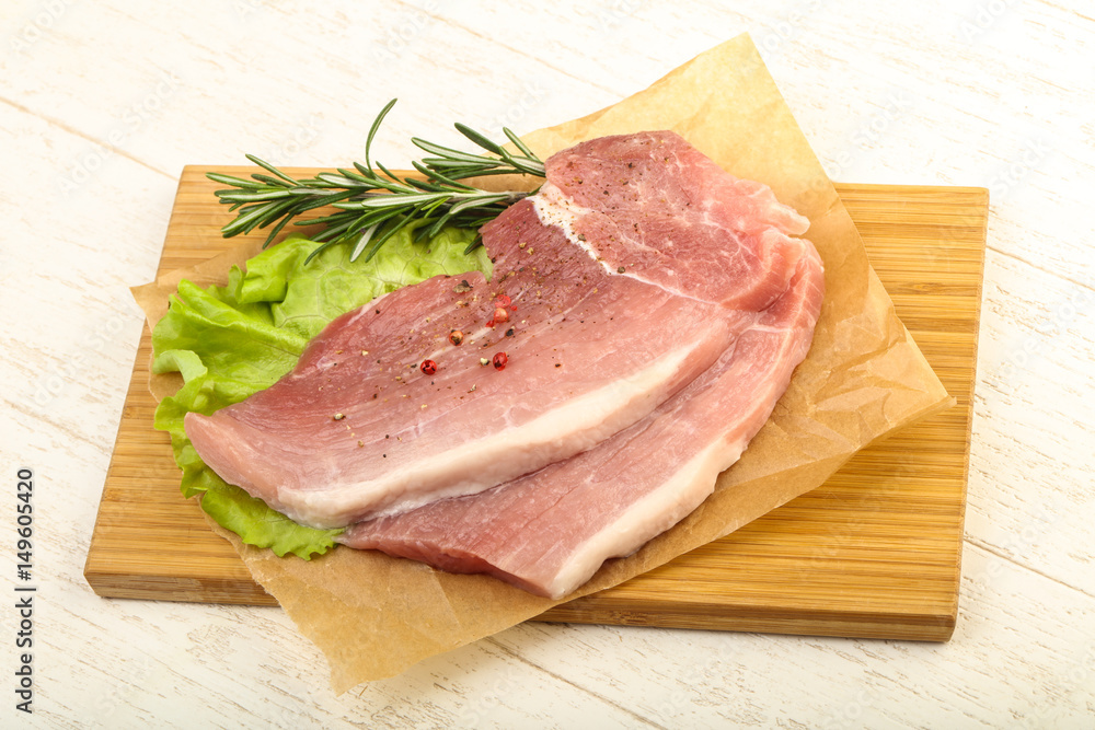 Raw pork steak