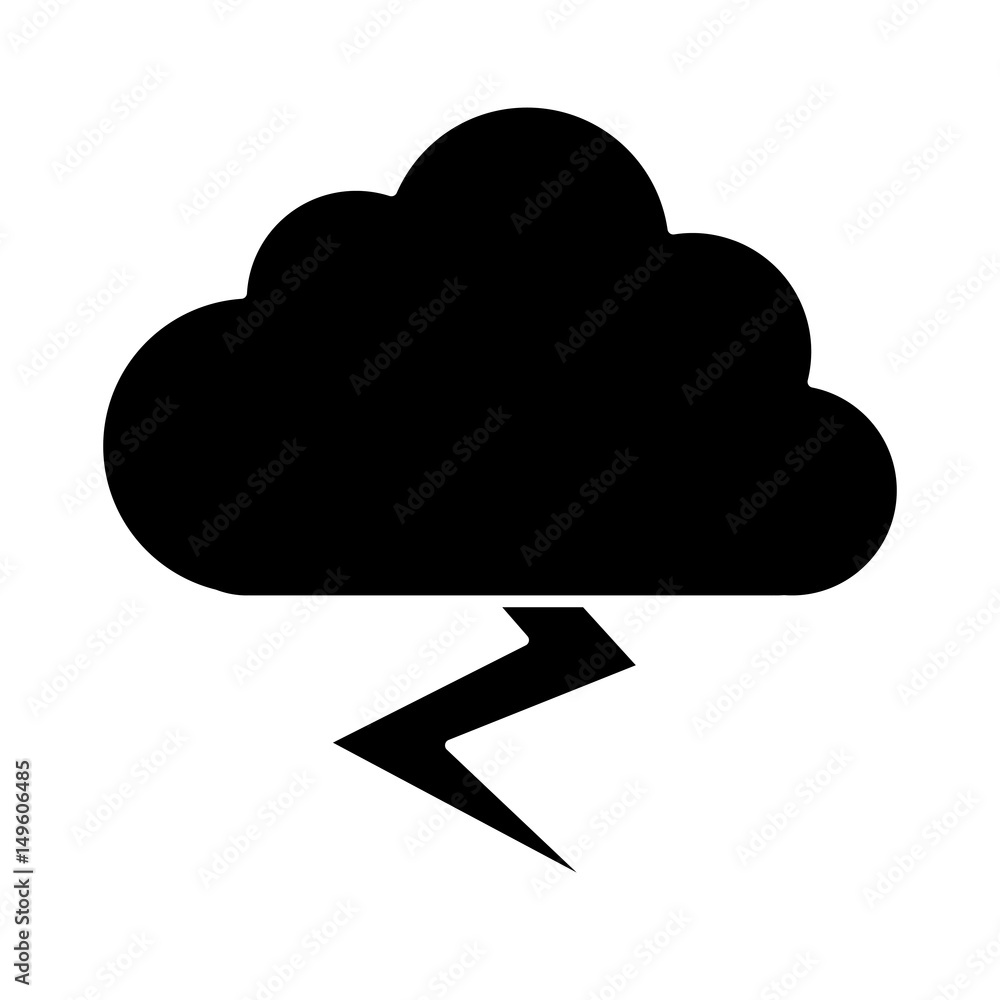 silhouette of cloud with thunder icon over white background. vector illustration silhouette of cloud with thunder icon over white background. vector illustration