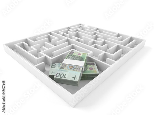 Obraz na płótnie Maze with polish money