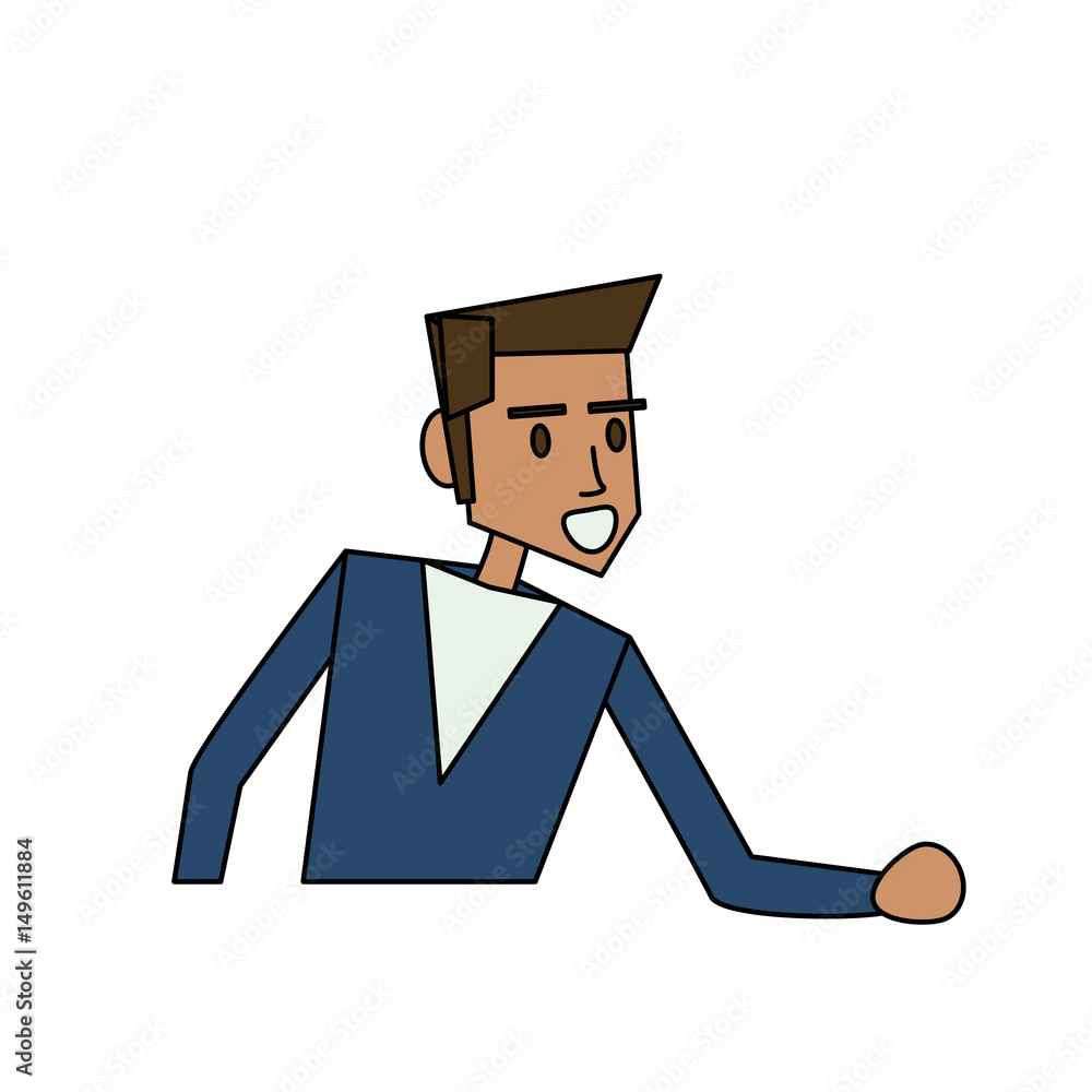 color image cartoon half body man with t-shirt vector illustration color image cartoon half body man with t-shirt vector illustration