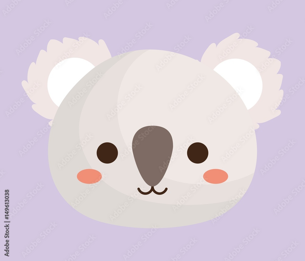 kawaii koala animal icon over purple background. colorful design. vector illustration kawaii koala animal icon over purple background. colorful design. vector illustration