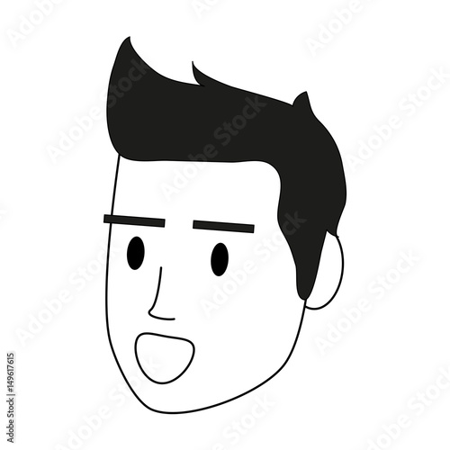 color silhouette image cartoon side view face man with hairstyle and smiling vector illustration