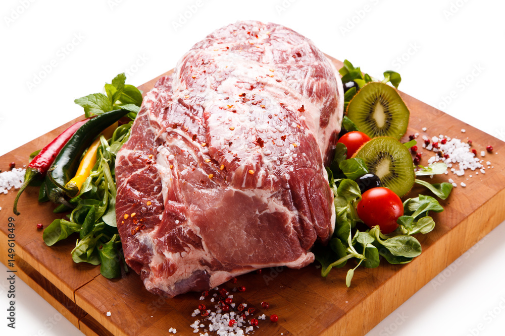 Fresh raw pork on white background Fresh raw pork on white background
