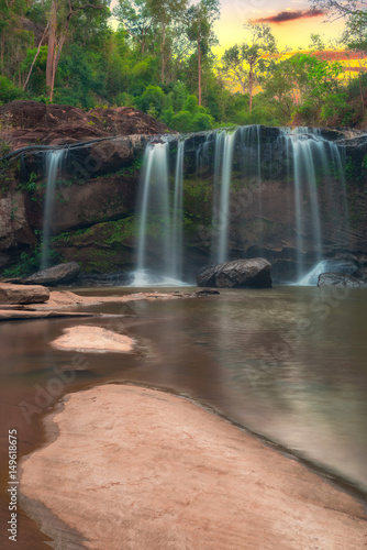 The beauty of the Chat Trakan waterfall in Thailand. photo