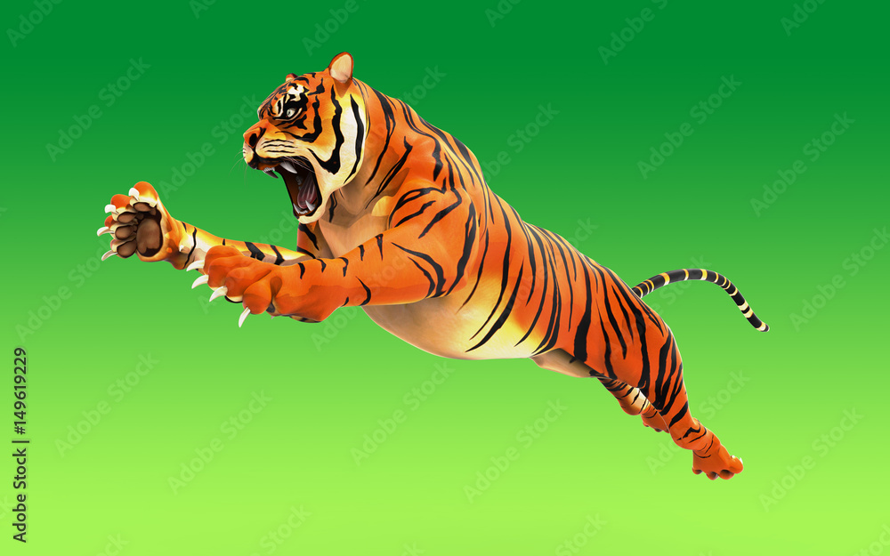 Tiger Bengal Movement Leaping Attack Camera Rendering Include