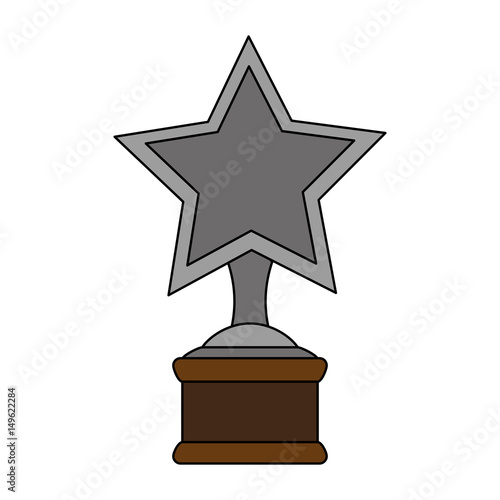 color image cartoon trophy with symbol star vector illustration