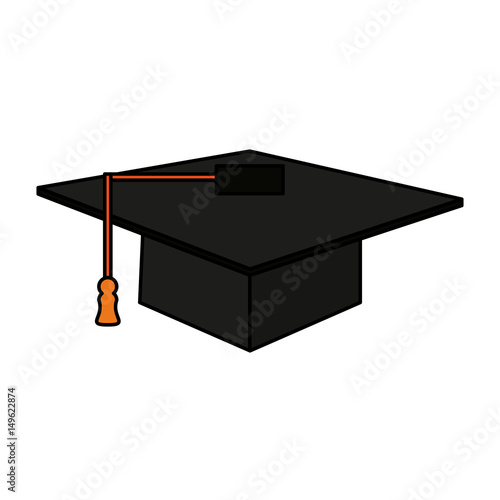 color image cartoon black graduation cap vector illustration