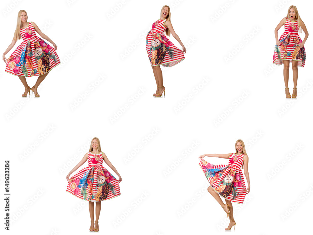 Collage of woman in fashion look isolated on white Collage of woman in fashion look isolated on white