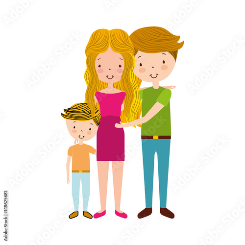 married couple with son vector illustration design