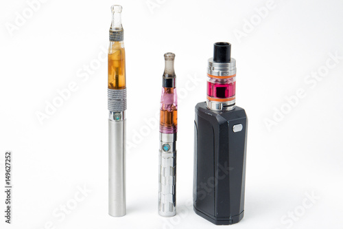 Two beginner electronic cigarettes and one advanced RDA