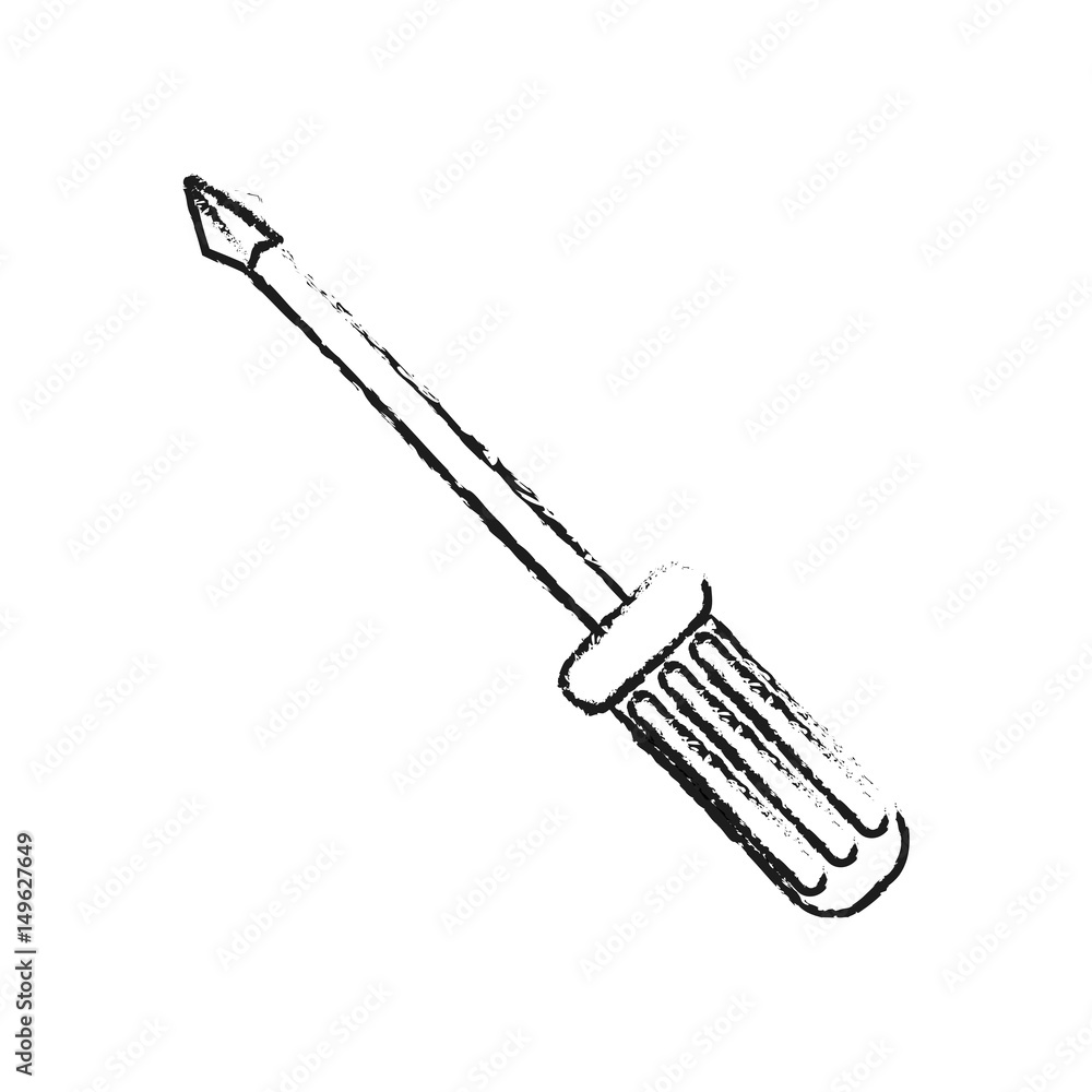 Fototapeta premium blurred silhouette screwdriver with spade tip vector illustration