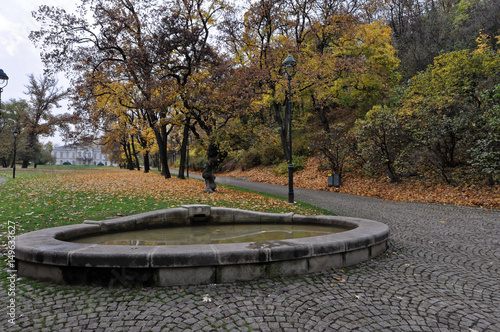 Mini man-made pond on the pathway