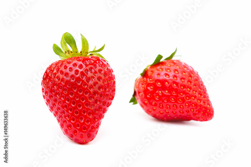  Fresh red strawberries isolated on a white background