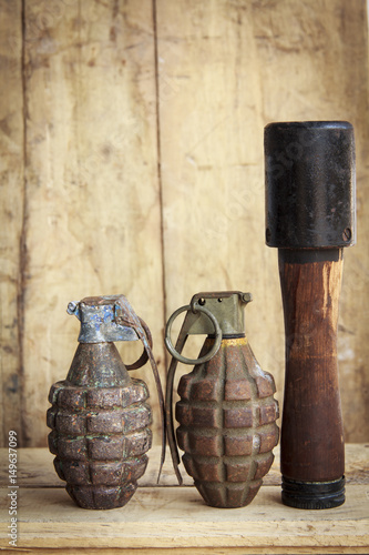 Wallpaper Mural Grenade on old wood for background and texture Torontodigital.ca