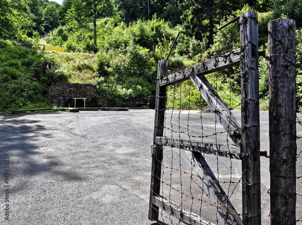 Fototapeta premium Opened wooden gate with the fence