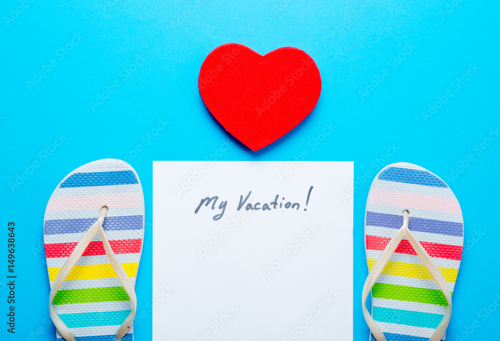paper My Vacation, toy and sandals paper My Vacation, toy and sandals