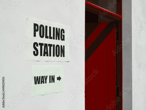 General elections polling station, red door photo