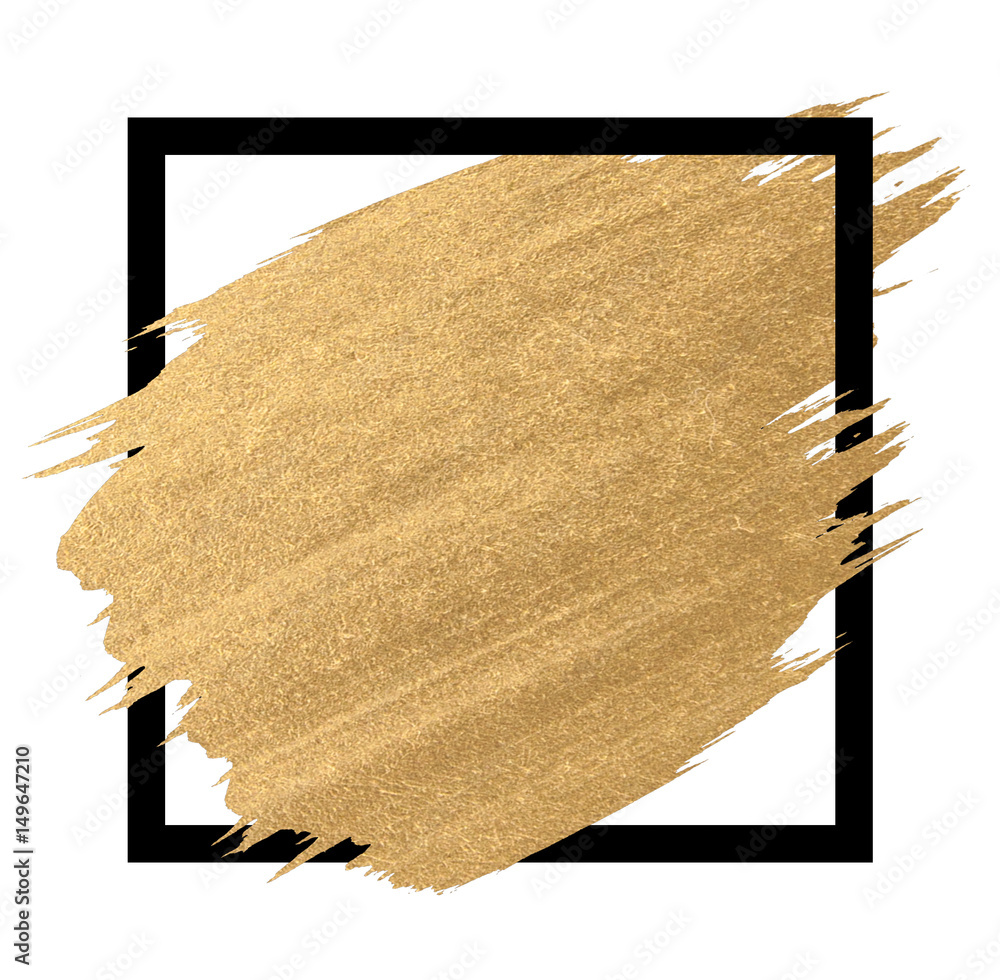 Gold paint in black square brush strokes Stock Photo | Adobe Stock