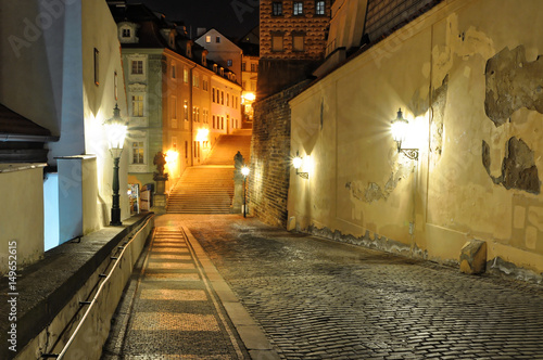 Street and staircase in the night
