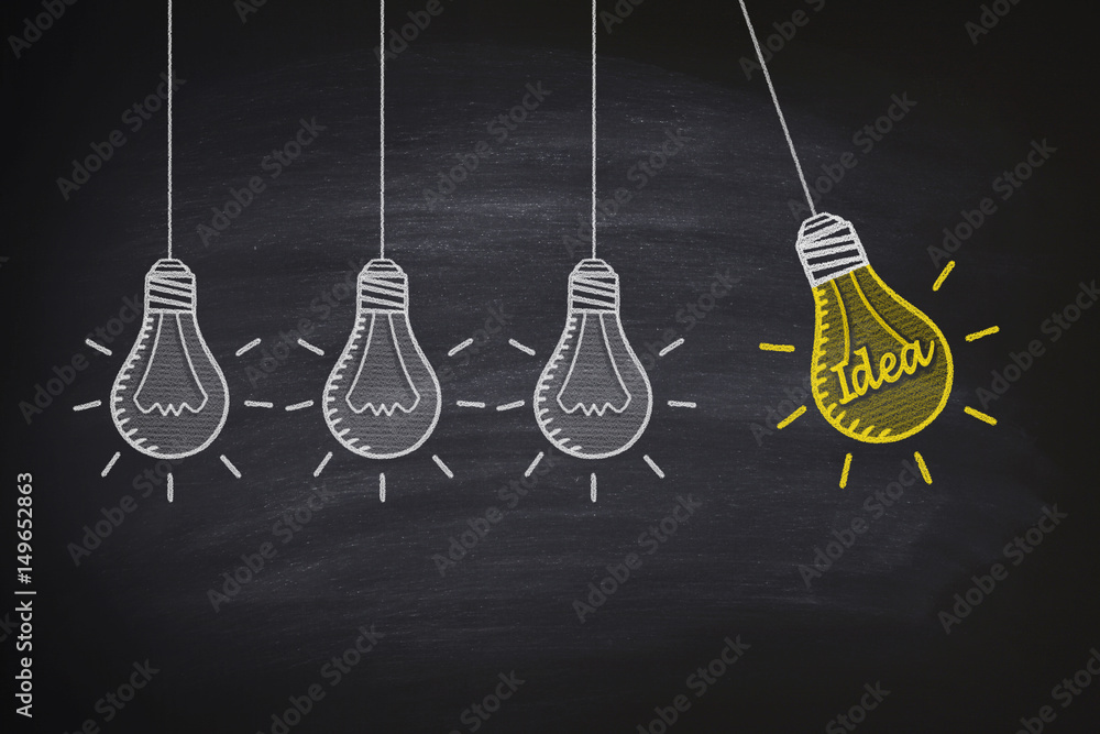 Light bulb and momentum on the blackboard Light bulb and momentum on the blackboard