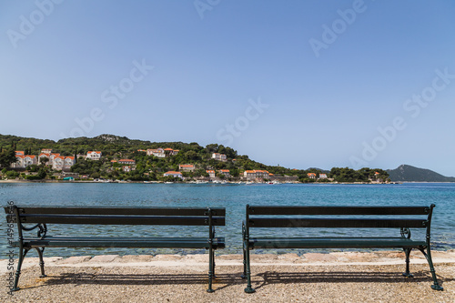 Benches look out over Kolocep bay © Jason Wells