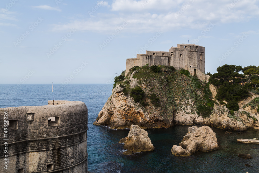 Corner of Dubrovnik's city walls seen by Fort Lovrijenac