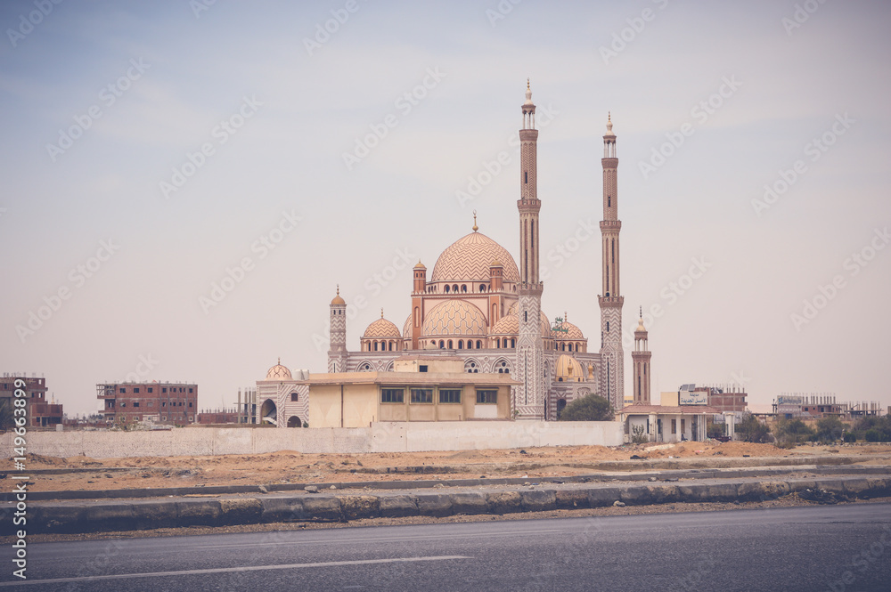 laylat al-qadr mosque at cairo ismaileya desert road in egypt