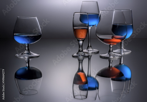 Five wine glasses