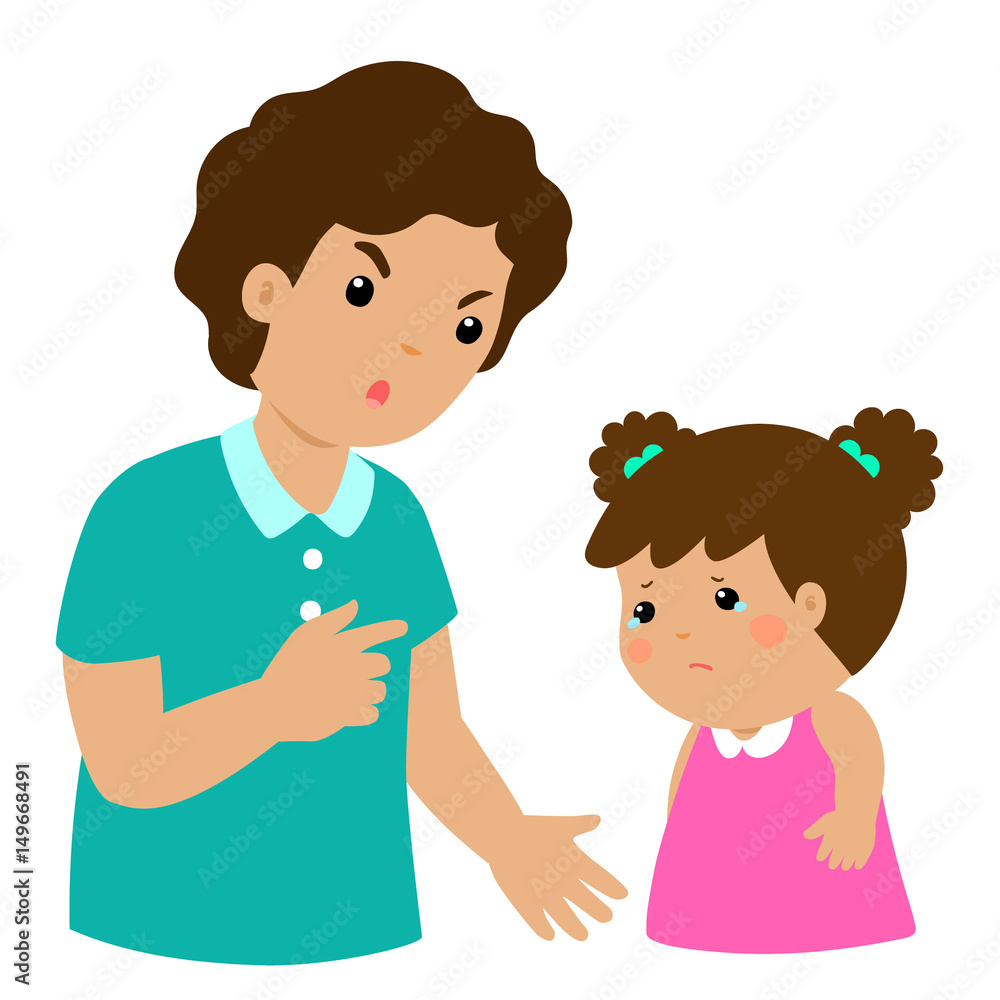 Father scolds his daughter cartoon character vector. Father scolds his daughter cartoon character vector.