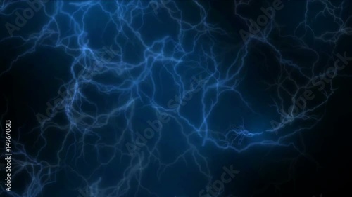 4k Abstract blue current lightning,magnetic power energy,ions particles fireworks background. photo