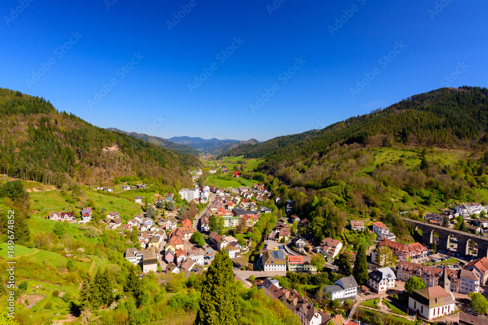 Wunderschöner Blick in das Gutachtal mit dem kleinen Ort Hornberg