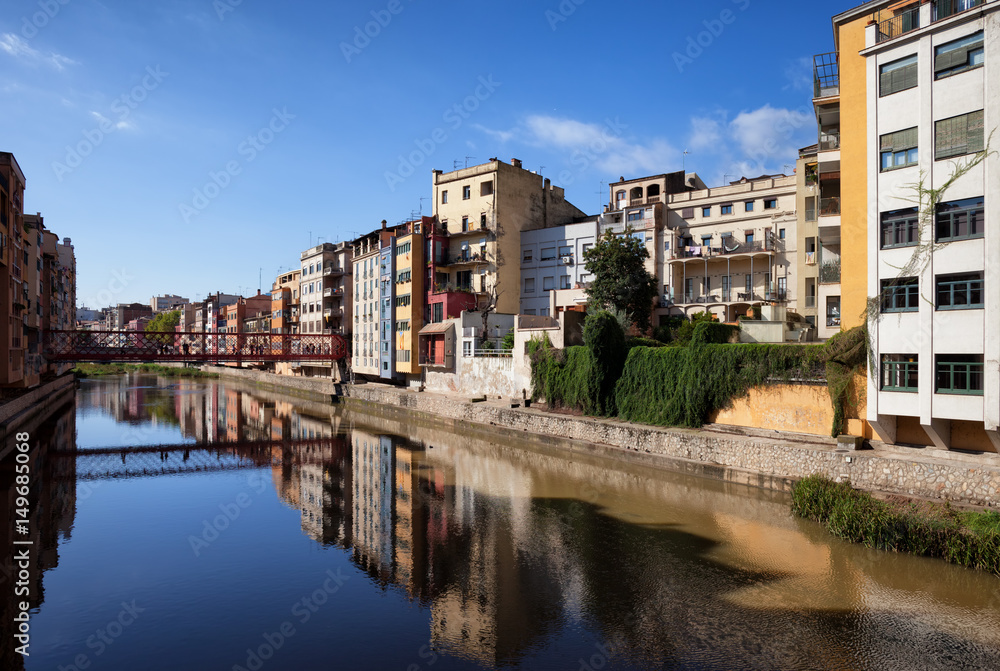 Girona City Skyline in Catalonia, Spain