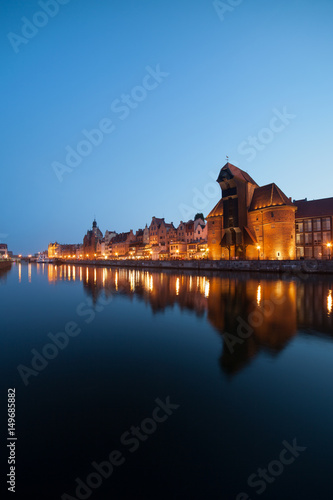 Gdansk Old Town Skyline at Twilight in Poland