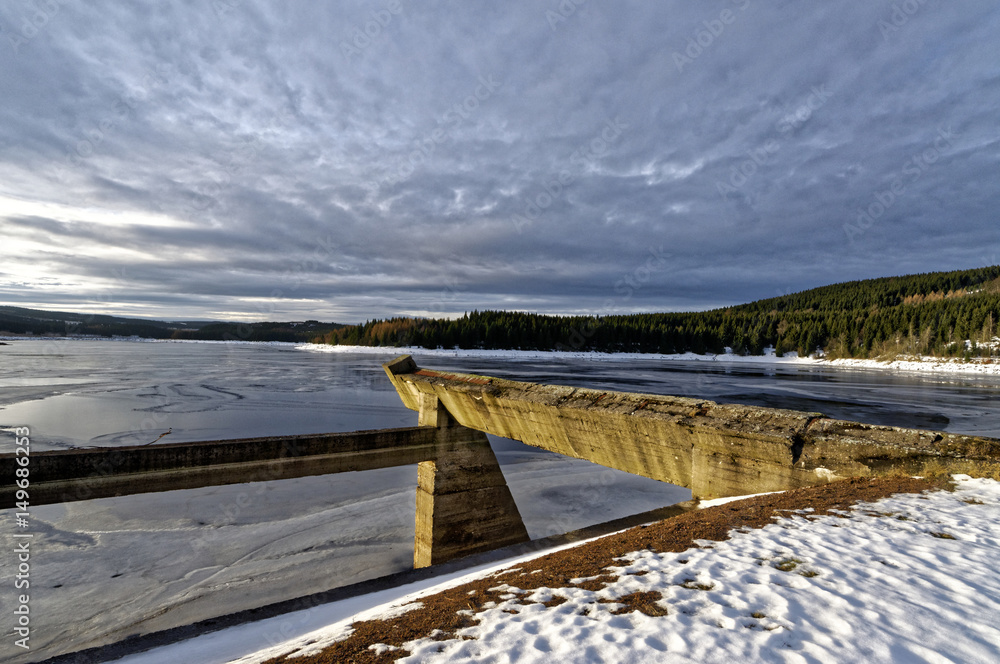 River is freezed in winter