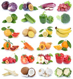 Obst und Gemüse Früchte Apfel Orange Knoblauch Farben frische Collage Freisteller freigestellt isoliert