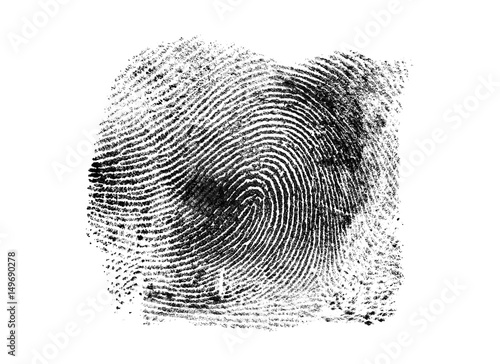 Black fingerprint on a white background