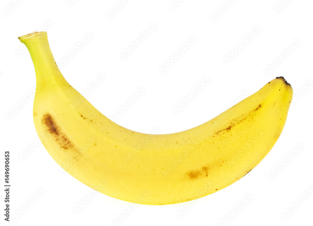 One banana on white background One banana on white background