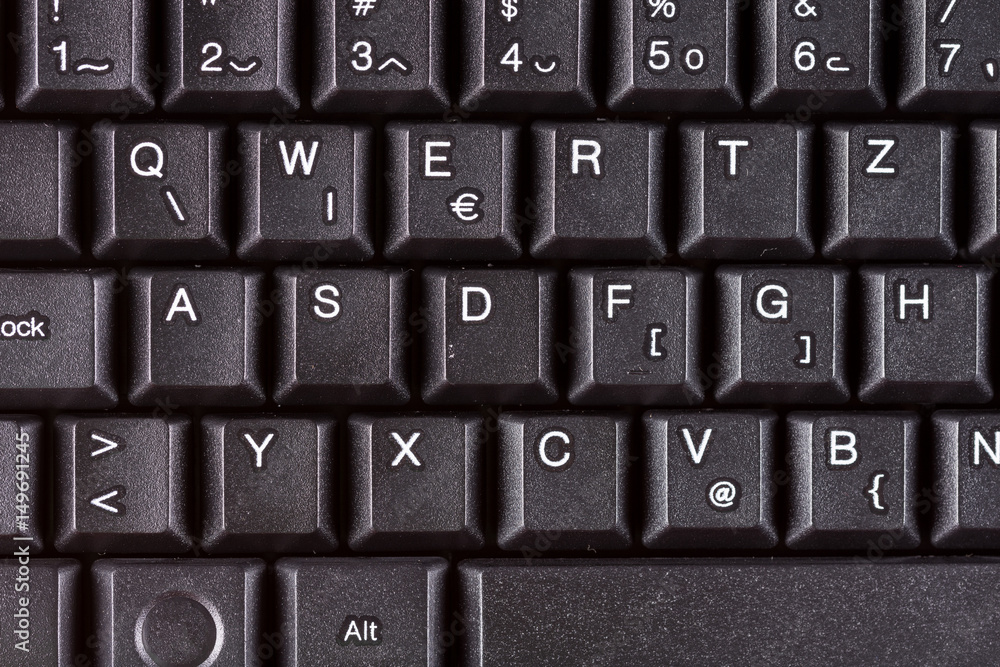 Closeup macro black unused pc keyboard keys Closeup macro black unused pc keyboard keys