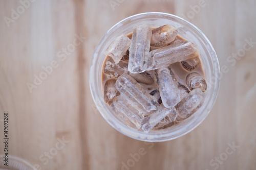Iced cocoa in plastic cup