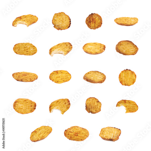 Baked potato slice composition, isolated
