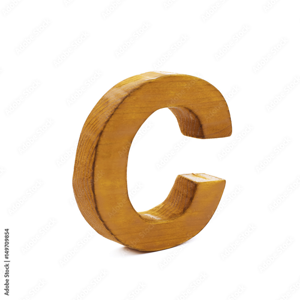 Single sawn wooden letter isolated